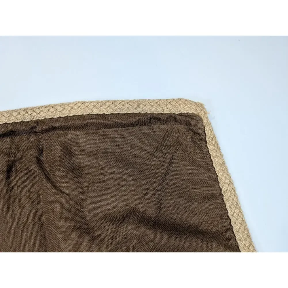 Pottery Barn Pillow Cover Brown Linen Tan Jute Trim 20 x 20 Throw Accent